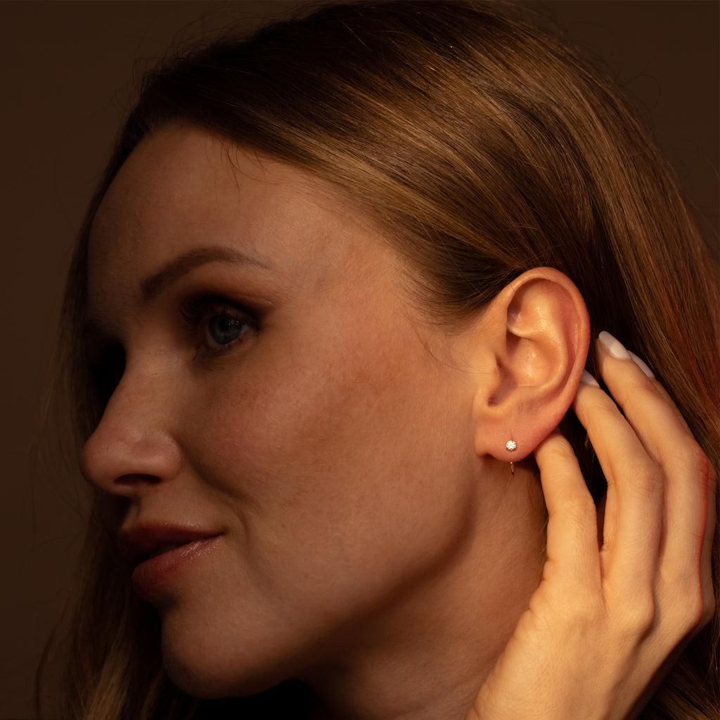Boucles D'Oreilles "Arc Brillant" Or Jaune 375/1000
