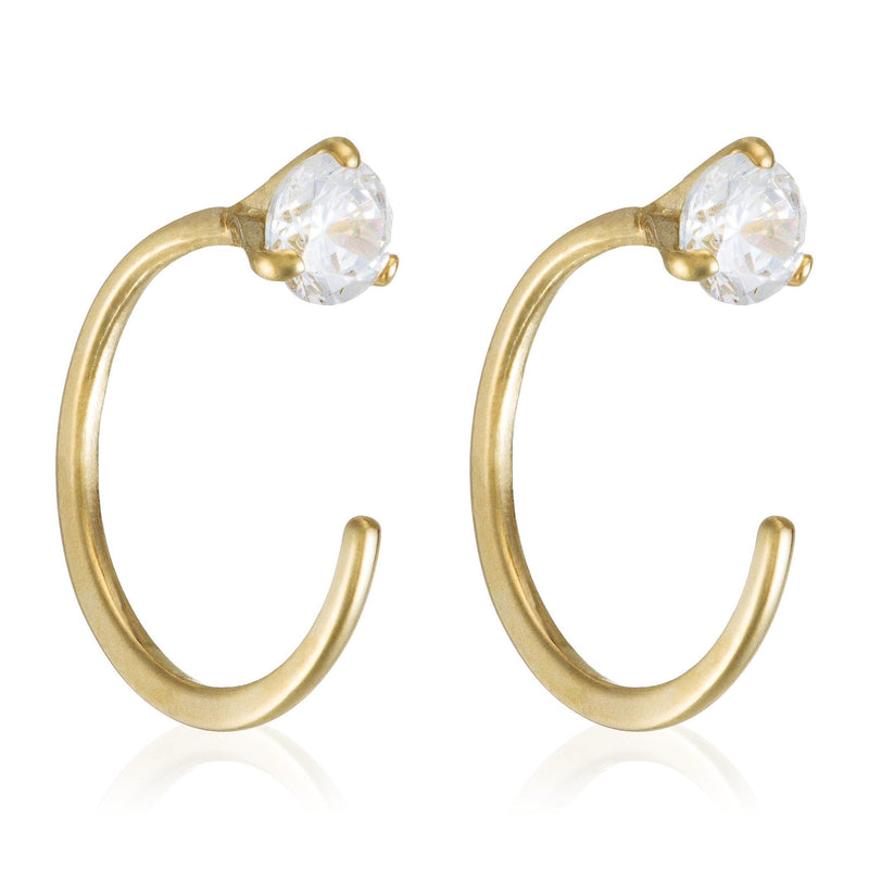 Boucles D'Oreilles "Arc Brillant" Or Jaune 375/1000