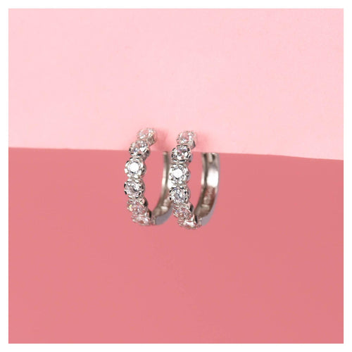 Pendientes “Luminosos” – Oro blanco 375/1000 y circonio