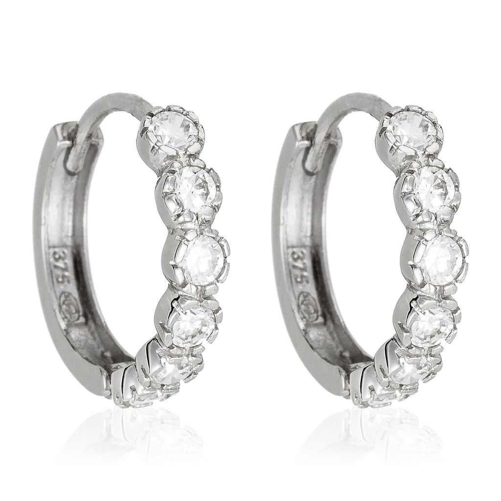 Pendientes “Luminosos” – Oro blanco 375/1000 y circonio