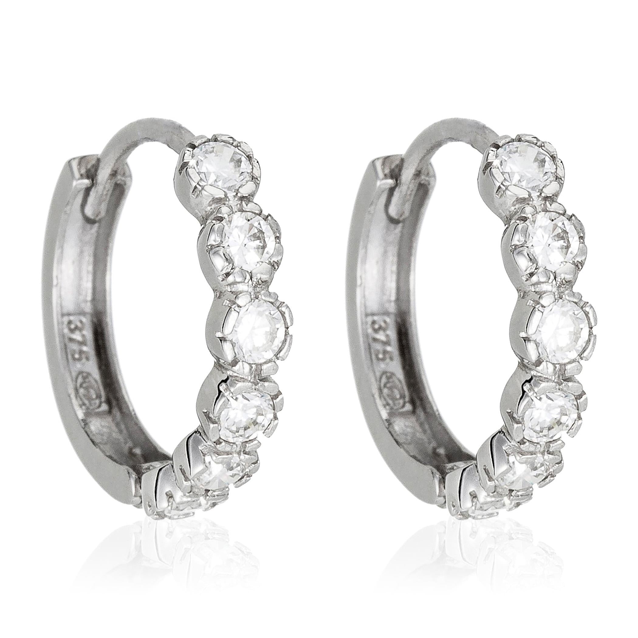 Pendientes “Luminosos” – Oro blanco 375/1000 y circonio