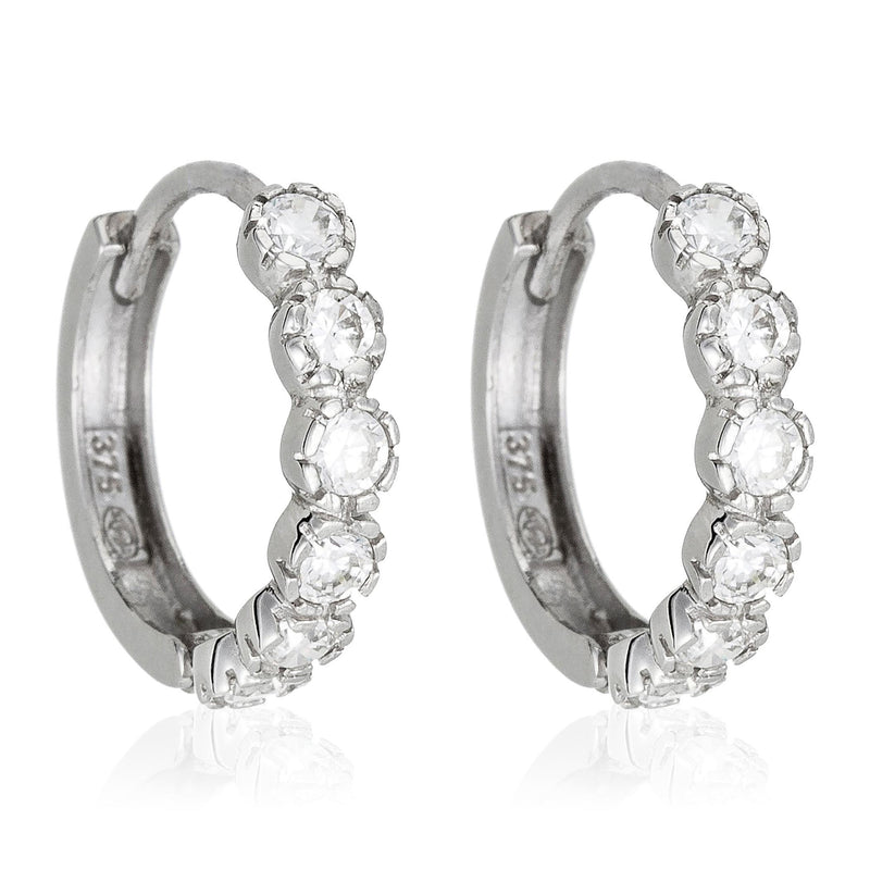 Pendientes “Luminosos” – Oro blanco 375/1000 y circonio