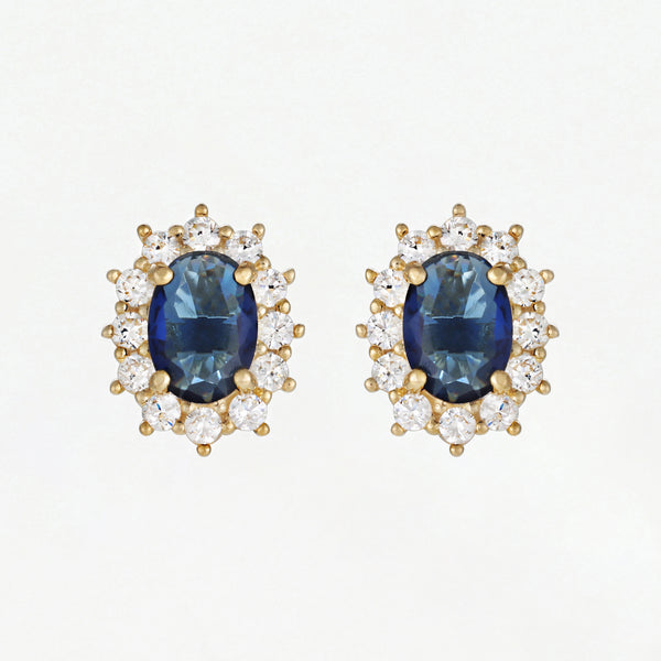 Boucles D'oreilles "Brela" Or Jaune 375/1000 et Saphir