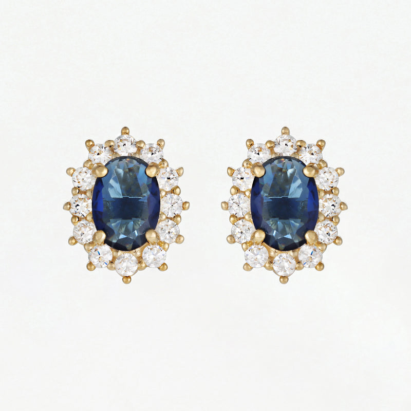Boucles D'oreilles "Brela" Or Jaune 375/1000 et Saphir