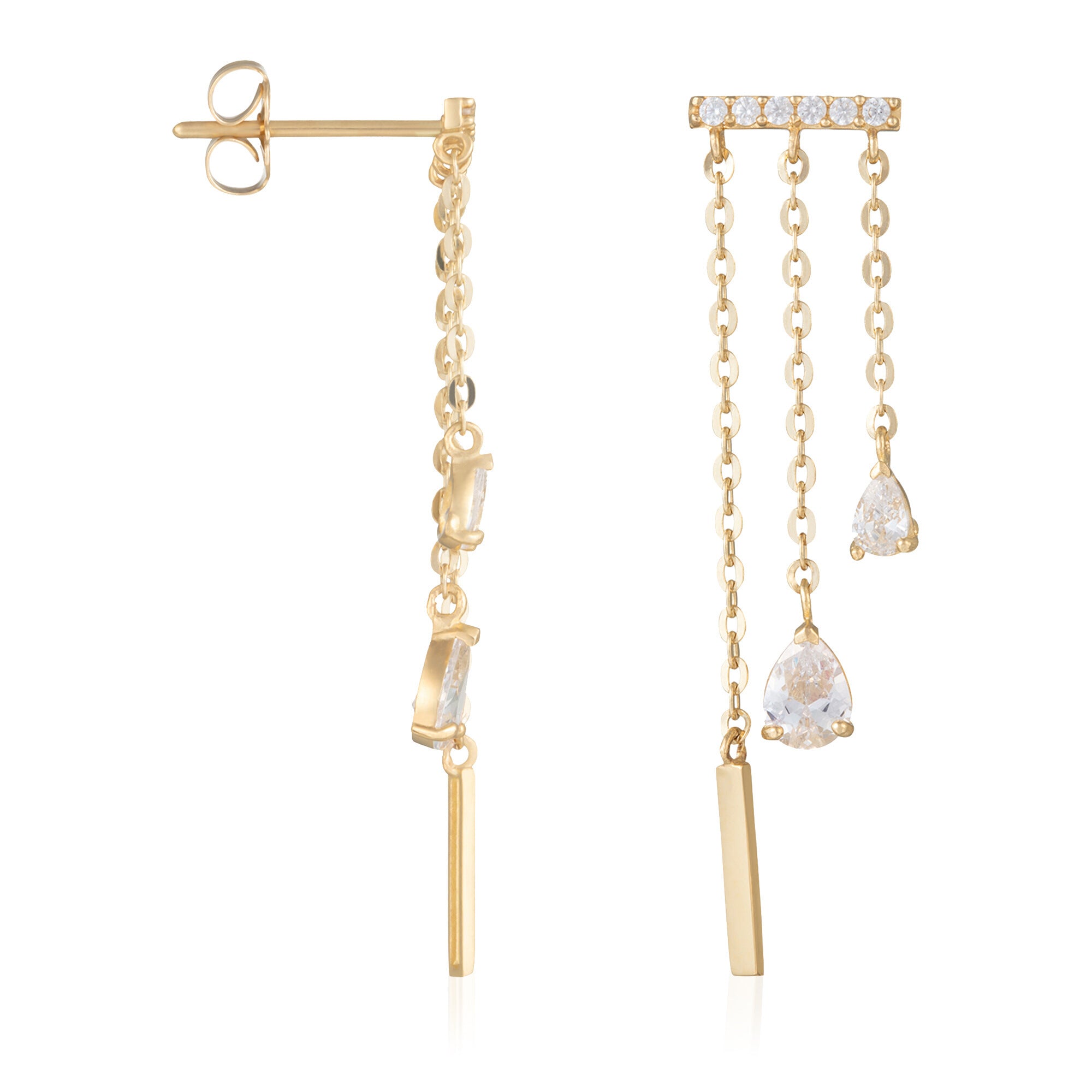 Boucles D'Oreilles "Cascade Lumineuse" - Or Jaune