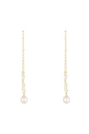 Boucles D'Oreilles "Perles Flamboyantes" Or Jaune 375/1000 Perles Blanches