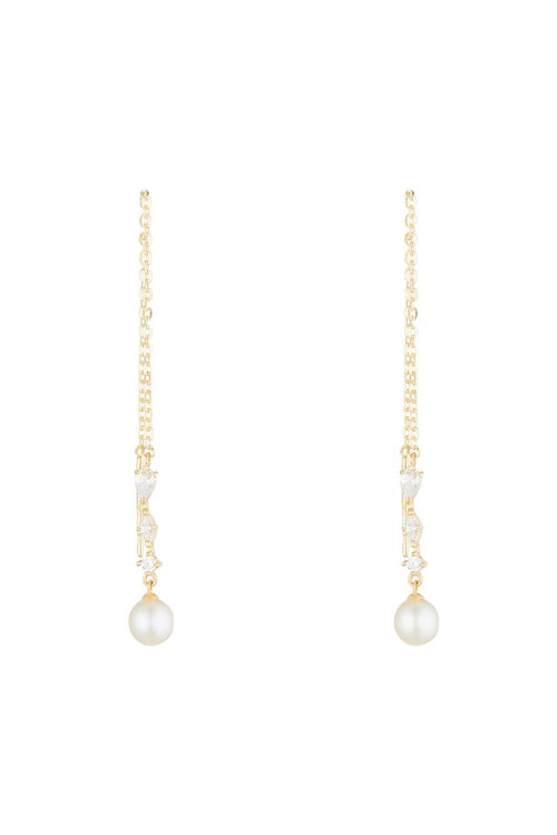 Boucles D'Oreilles "Perles Flamboyantes" Or Jaune 375/1000 Perles Blanches