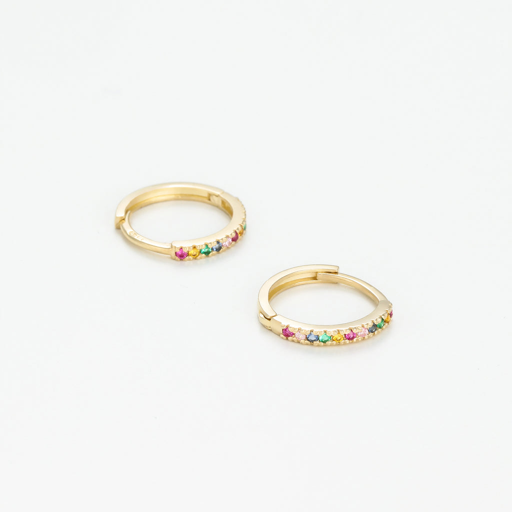 Boucle D'Oreilles "Créoles Colored" Or Jaune 375/1000