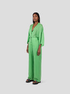 Pantalón Spartacus en cupro verde Kelly