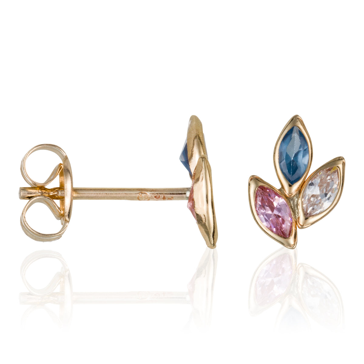 Boucles D'Oreilles "Trio De Pétales" Or Jaune 375/1000