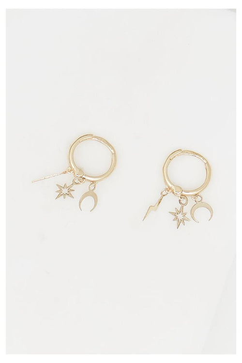 Boucles D'Oreilles  9Mm "Demi Lune" 375/1000