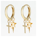 Boucles D'Oreilles  9Mm "Croix" Or Jaune 375/1000