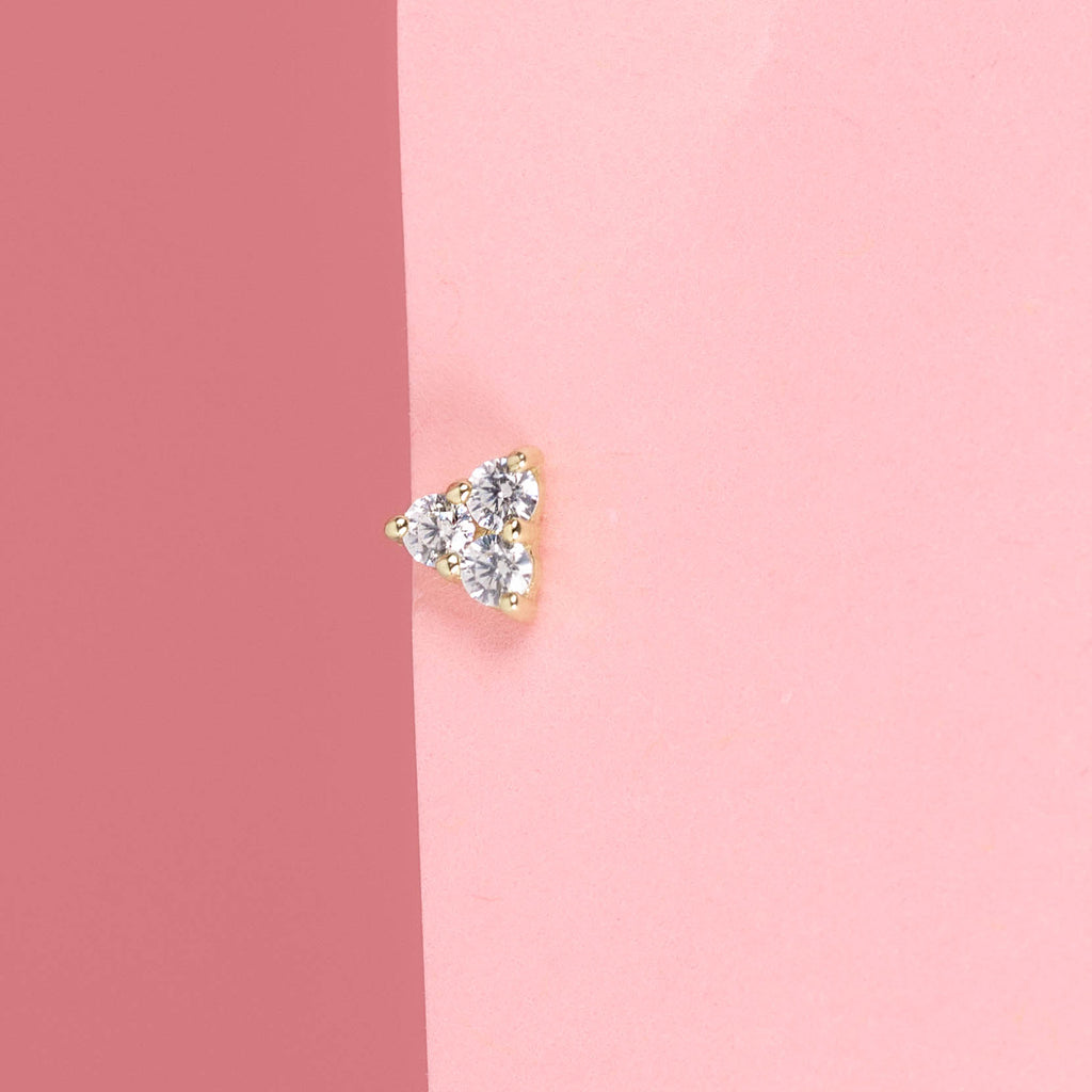 Bijou De Cartilage Unitaire "Trio Brillant" - Or Jaune 375/1000