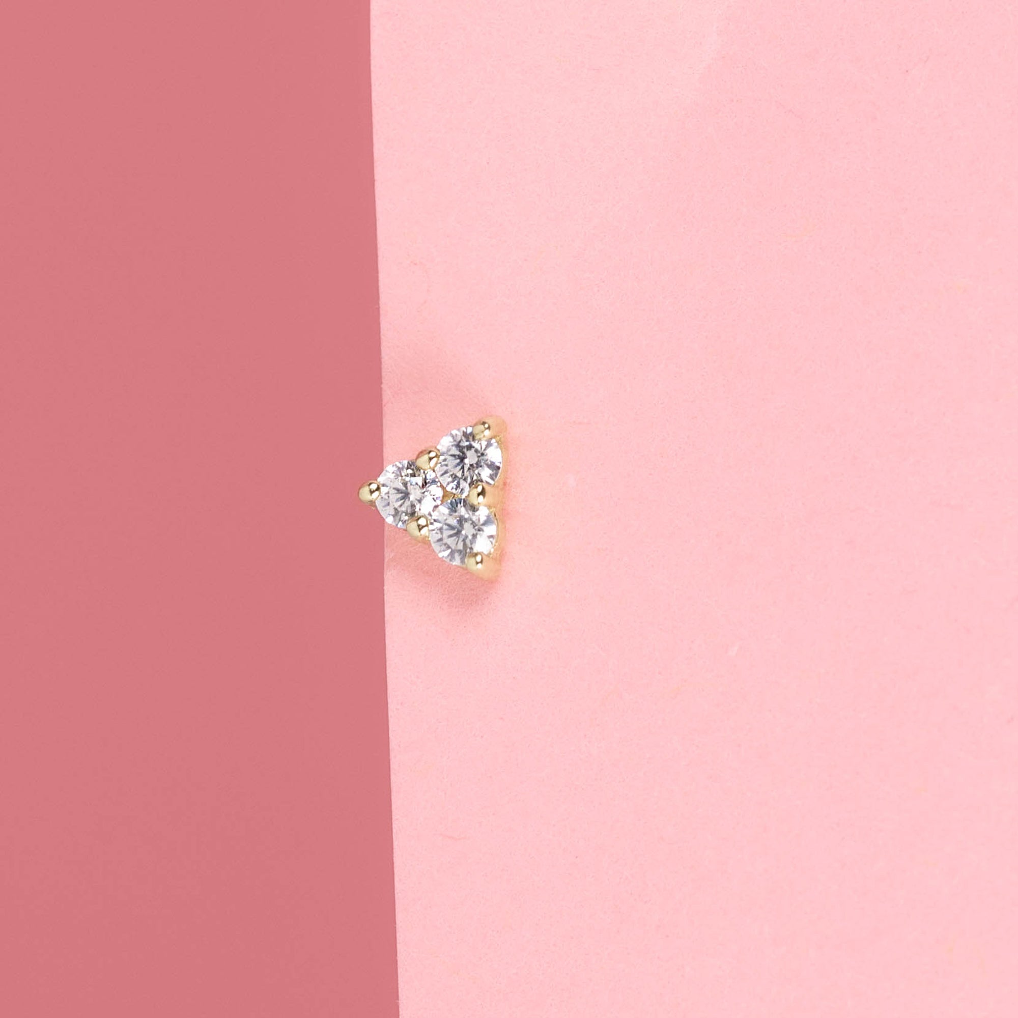 Bijou De Cartilage Unitaire "Trio Brillant" - Or Jaune 375/1000