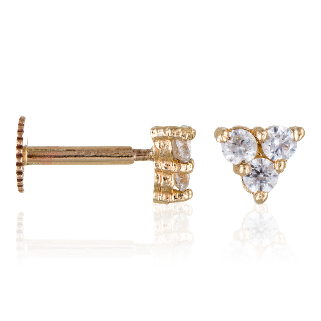 Bijou De Cartilage Unitaire "Trio Brillant" - Or Jaune 375/1000