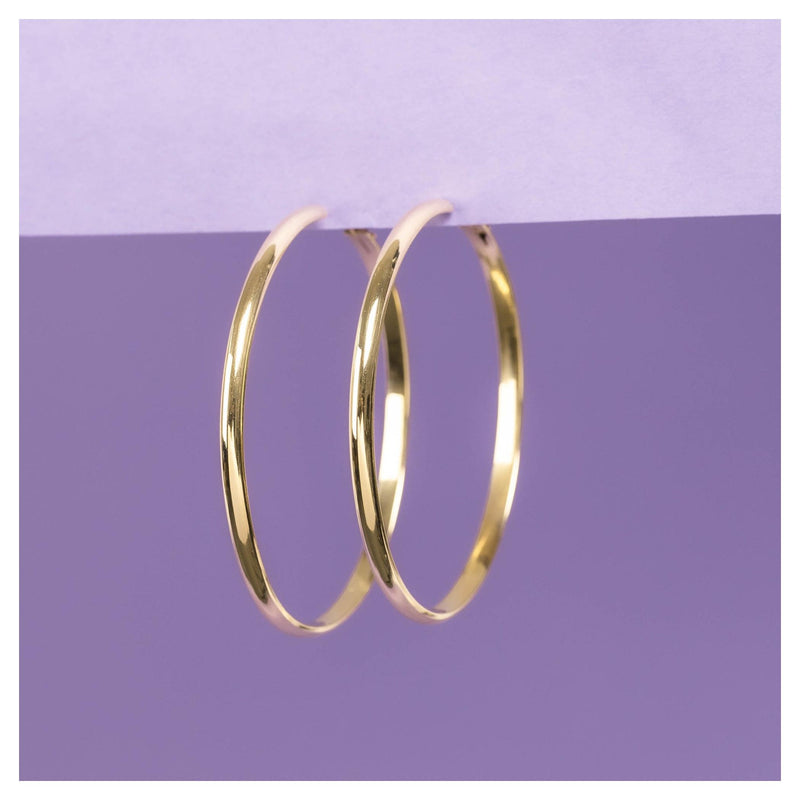 Boucles D'Oreilles "Créoles Dorées" - 50 Mm Or Jaune 375/1000