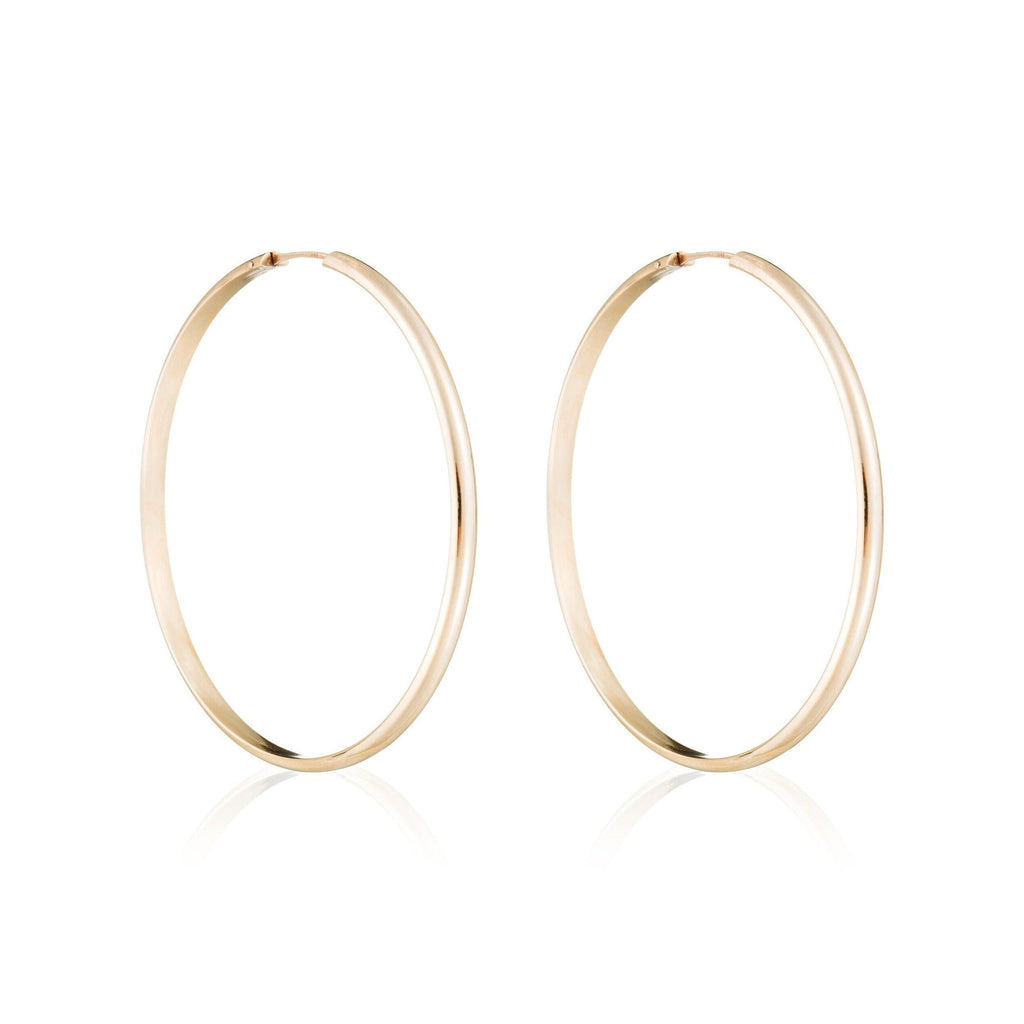 Boucles D'Oreilles "Créoles Dorées" - 50 Mm Or Jaune 375/1000