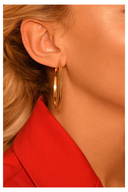 Boucles D'Oreilles "Créoles Dorées" - 50 Mm Or Jaune 375/1000