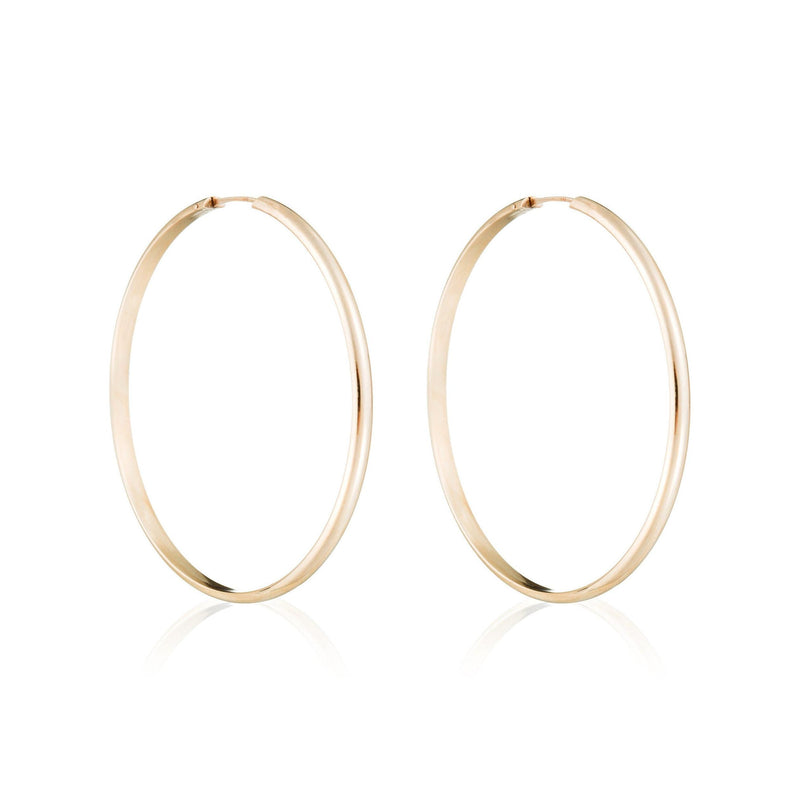 Boucles D'Oreilles "Créoles Dorées" - 50 Mm Or Jaune 375/1000