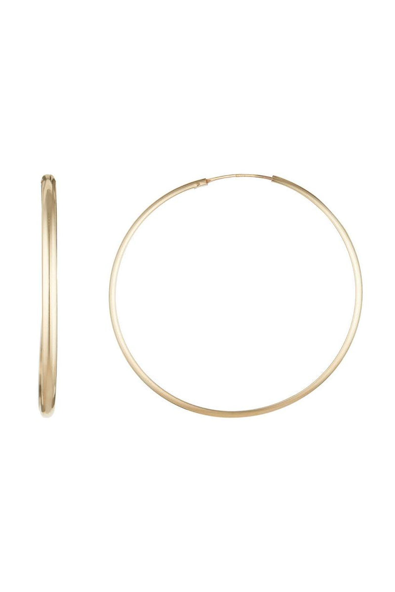 Boucles D'Oreilles "Créoles Dorées" - 50 Mm Or Jaune 375/1000