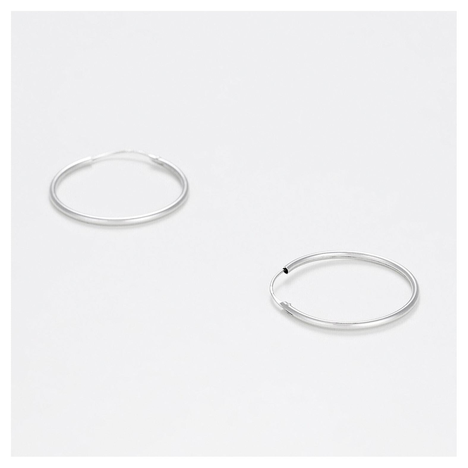 Boucles D'Oreilles "Sublime Créoles " 20 Mm Or Blanc 375/1000