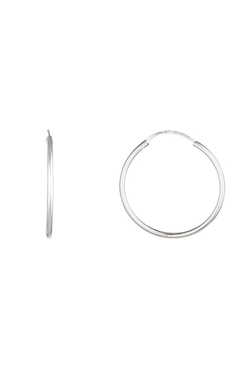 Boucles D'Oreilles "Sublime Créoles " 20 Mm Or Blanc 375/1000 - Or Blanc 375/1000