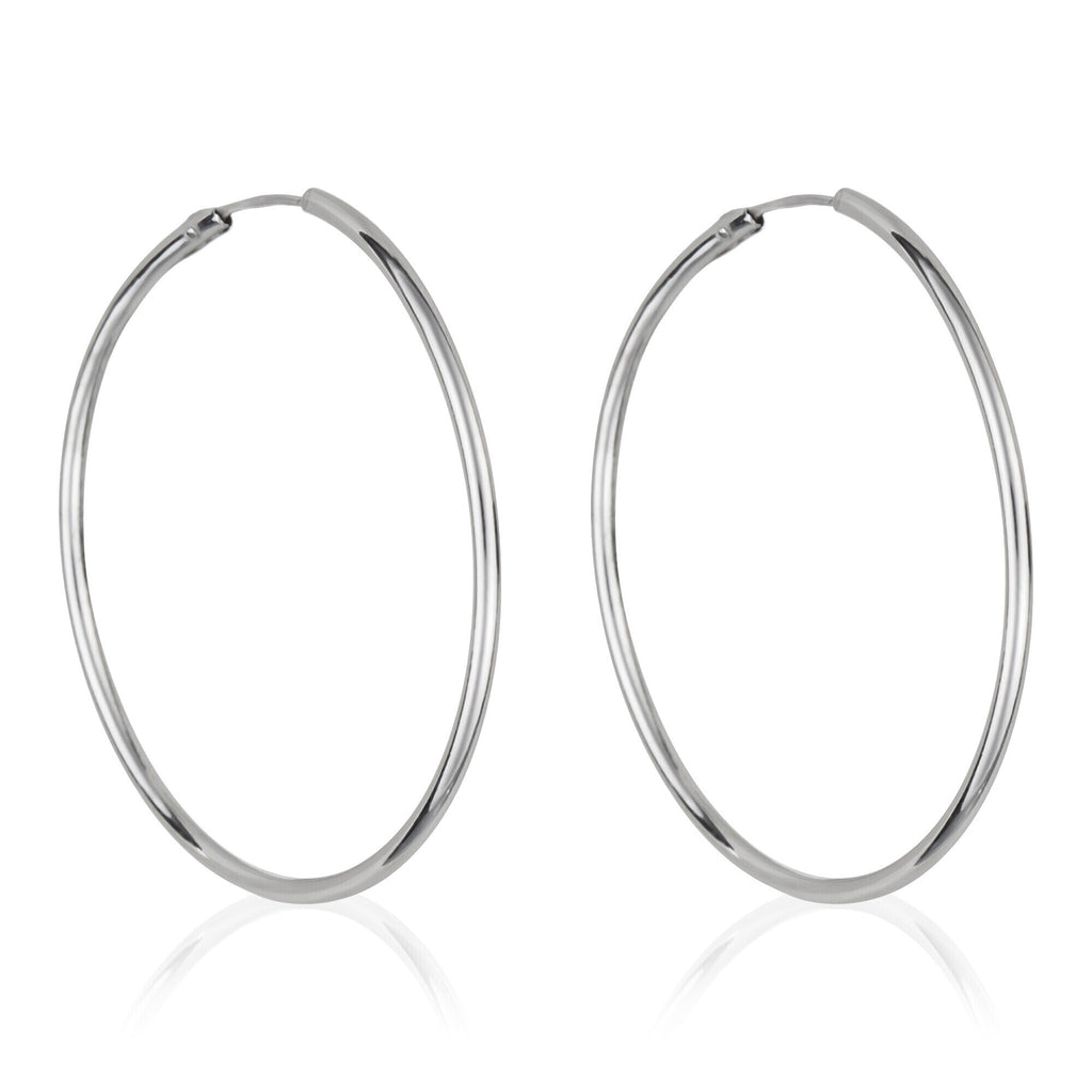 Pendientes "Aro Liso" - 30 Mm Oro Blanco 375/1000