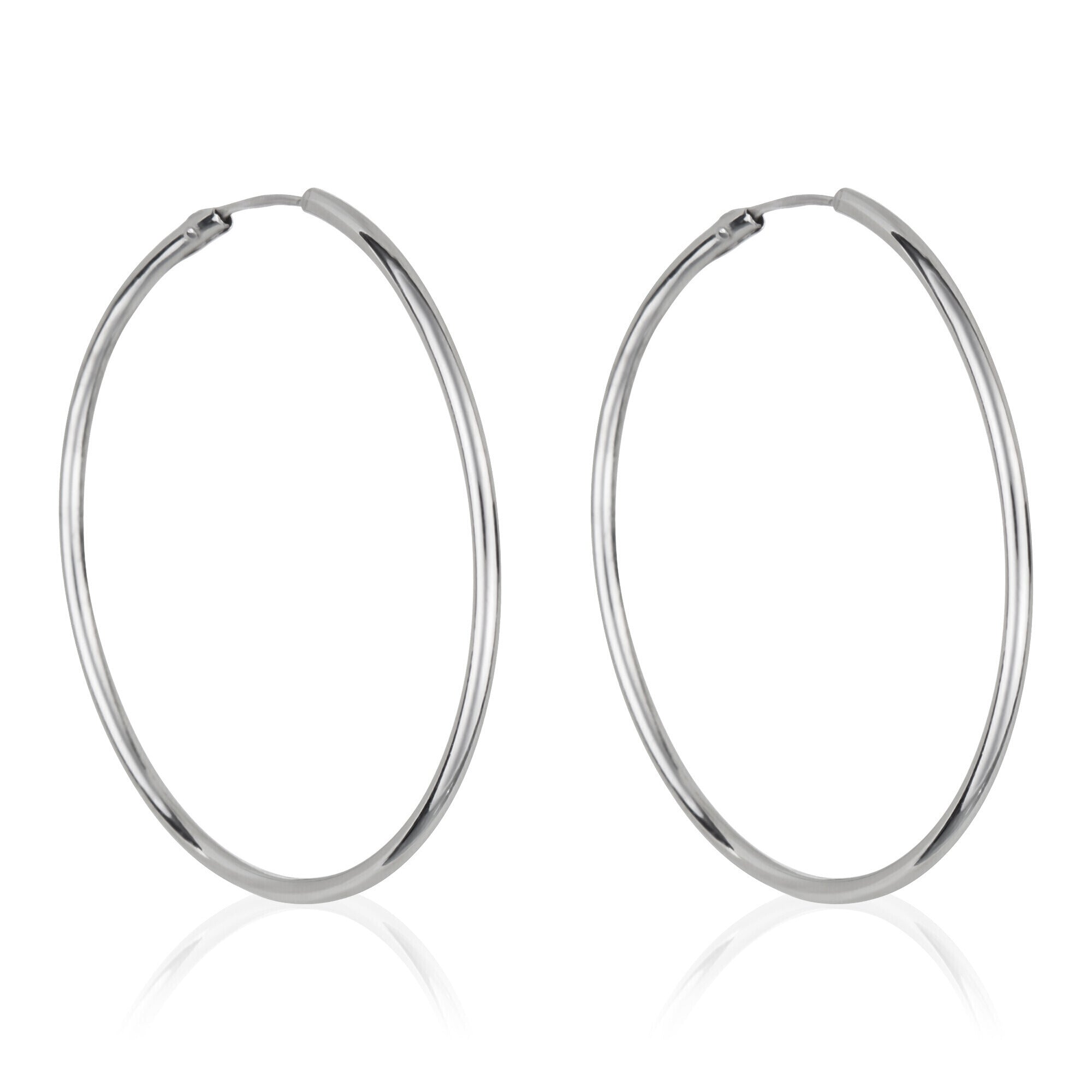 Pendientes "Aro Liso" - 30 Mm Oro Blanco 375/1000