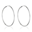 "Smooth Hoop" Earrings - 30 Mm 375/1000 White Gold