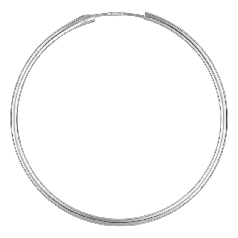 "Smooth Hoop" Earrings - 30 Mm 375/1000 White Gold