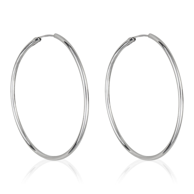"Smooth Hoop" Earrings - 30 Mm 375/1000 White Gold