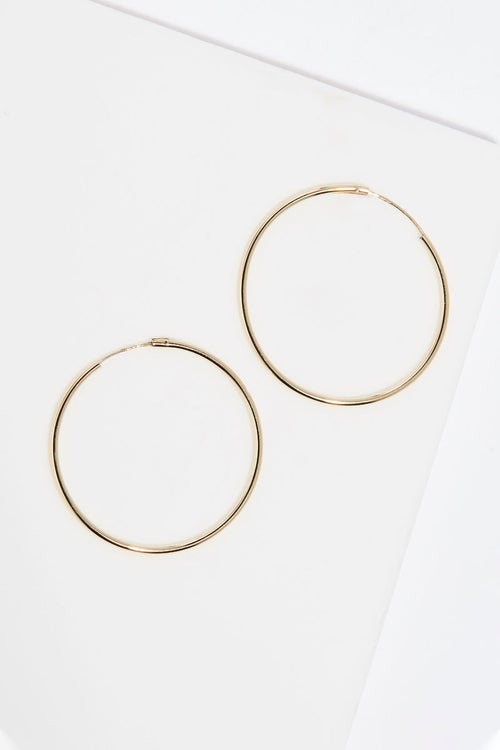 Boucles D'Oreilles "Créoles Lisses" 30 Mm - Or Jaune 375/1000