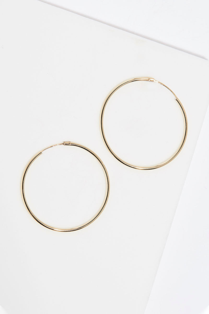 Boucles D'Oreilles "Créoles Lisses" 30 Mm - Or Jaune 375/1000