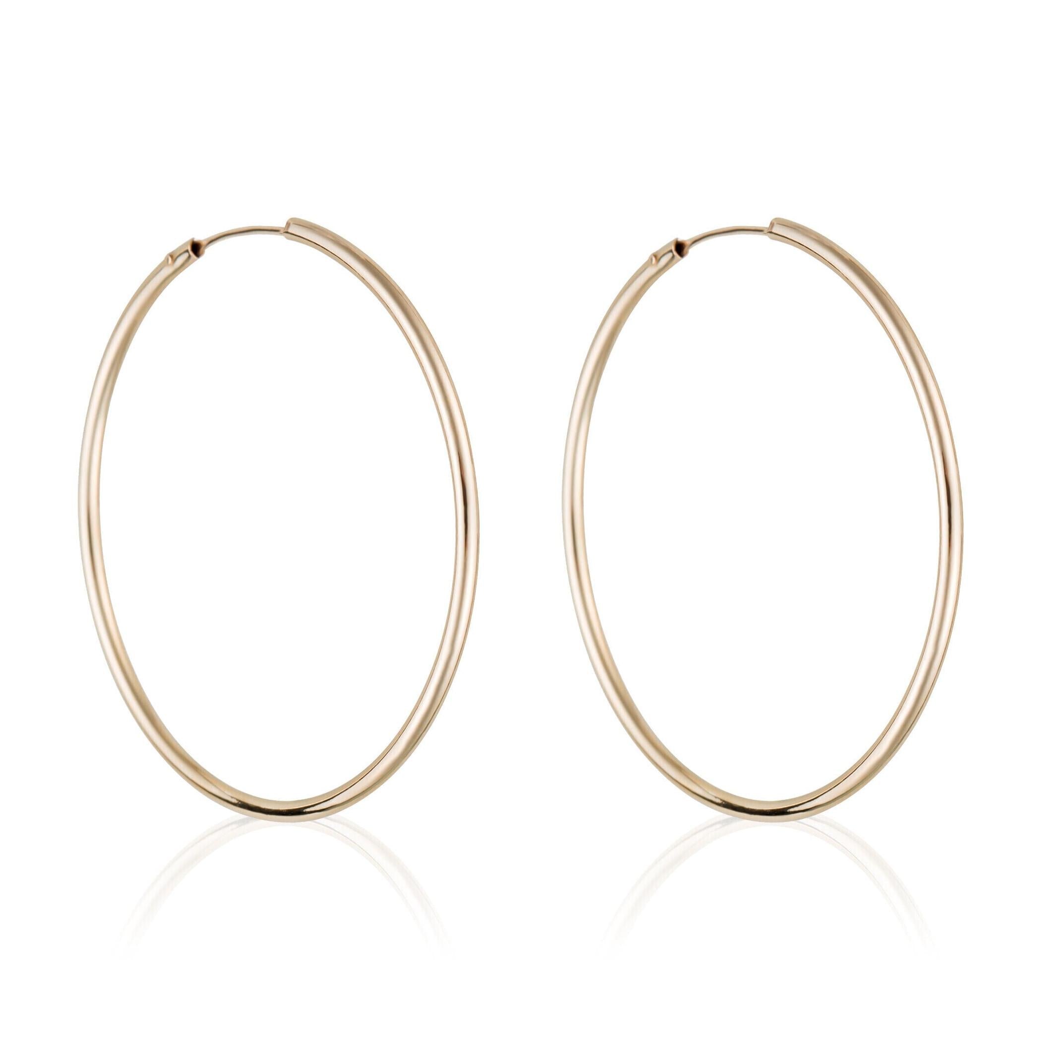 Boucles D'Oreilles Créoles Lisses 30 Mm - Or Jaune