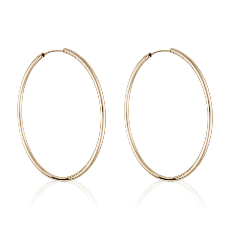 Boucles D'Oreilles Créoles Lisses 30 Mm - Or Jaune