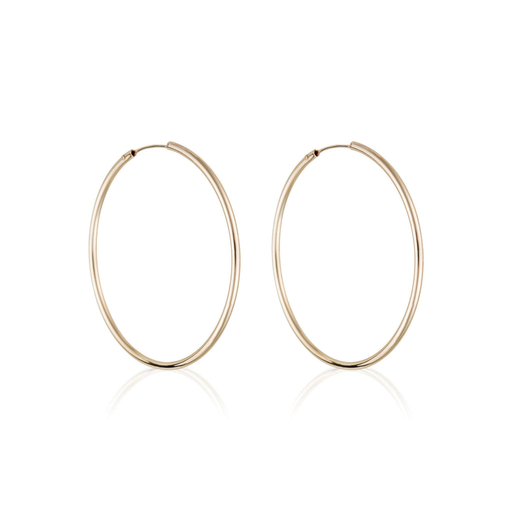 Boucles D'Oreilles Créoles Lisses 30 Mm - Or Jaune