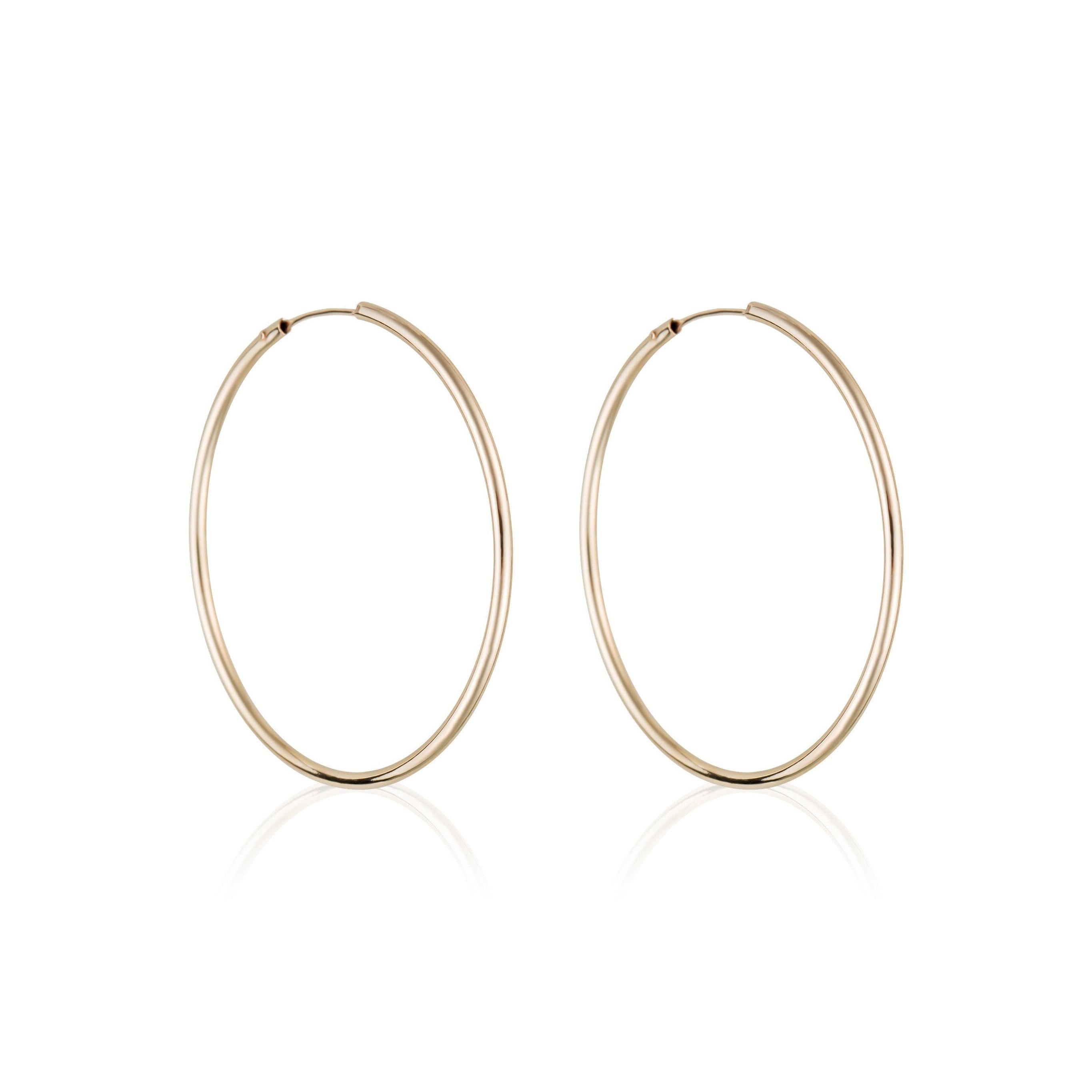 Boucles D'Oreilles Créoles Lisses 30 Mm - Or Jaune