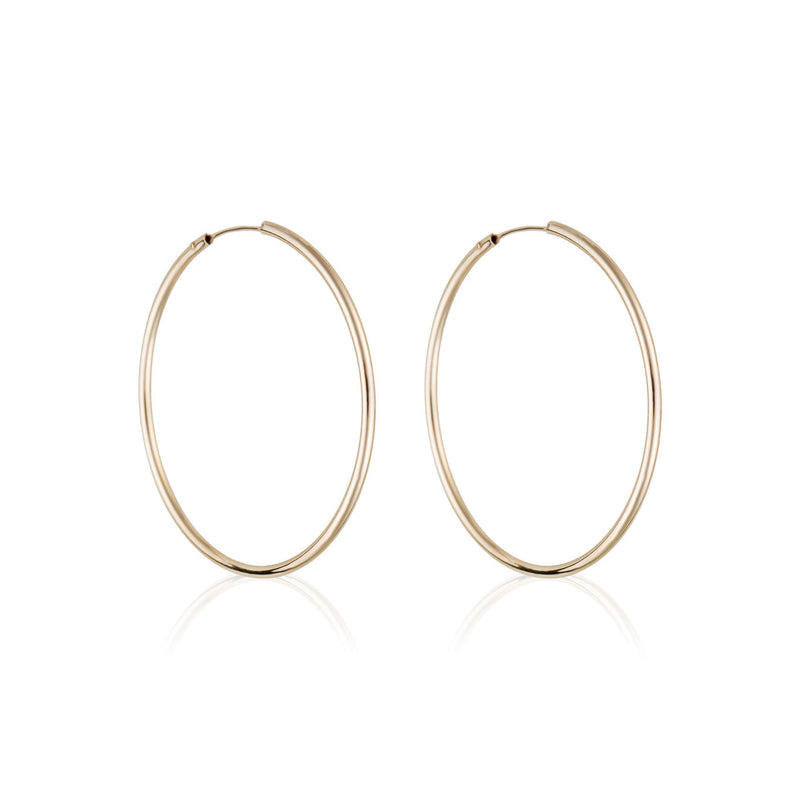 Boucles D'Oreilles Créoles Lisses 30 Mm - Or Jaune