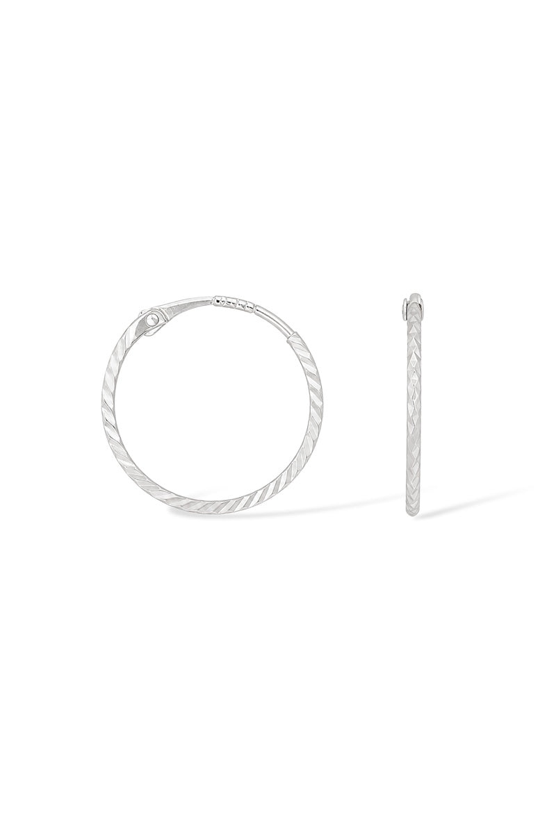 Boucles D'Oreilles "Créoles Twistées 10 Mm" Or Blanc 375/1000