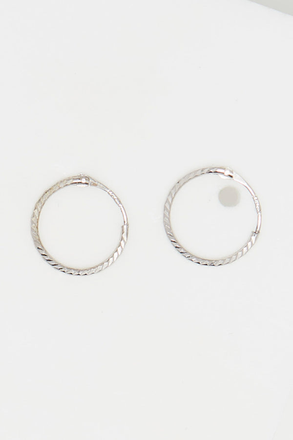"10 mm twisted hoop earrings" 375/1000 White Gold