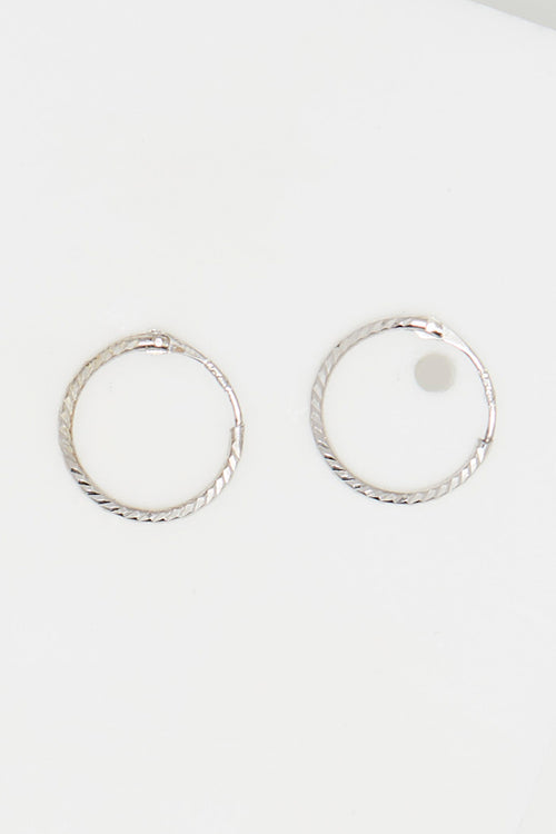 Boucles d'oreilles "Créoles twistées 10 mm" Or Blanc 375/1000