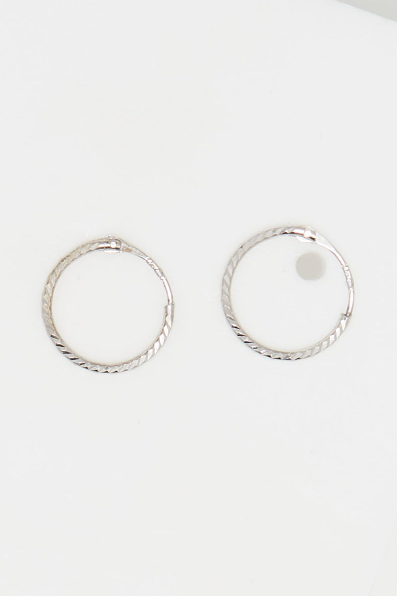 Boucles D'Oreilles "Créoles Twistées 10 Mm" Or Blanc 375/1000