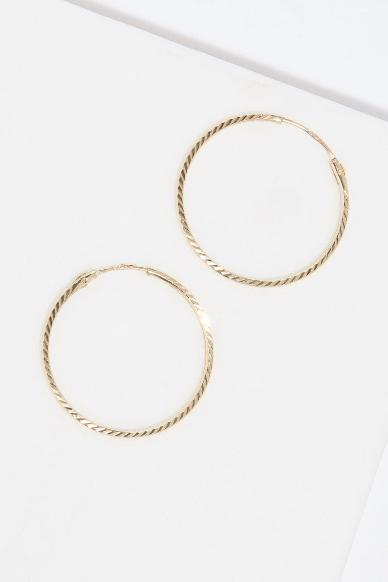 Boucles D'Oreilles "Créoles Twistées 20 Mm" Or Jaune 375/1000