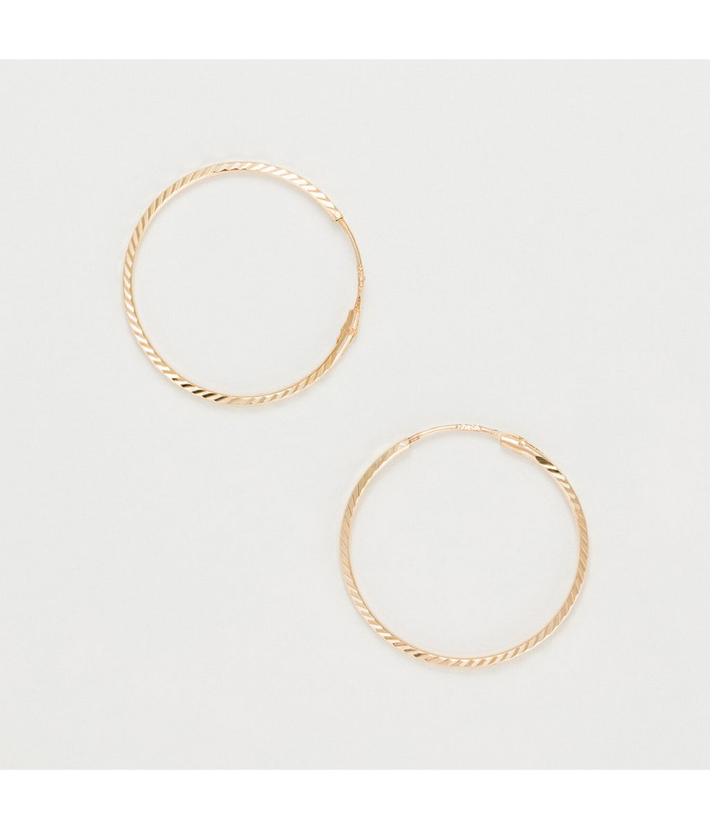 Twisted Hoop Earrings 20mm, 375/1000 Yellow Gold - 375/1000 Yellow Gold