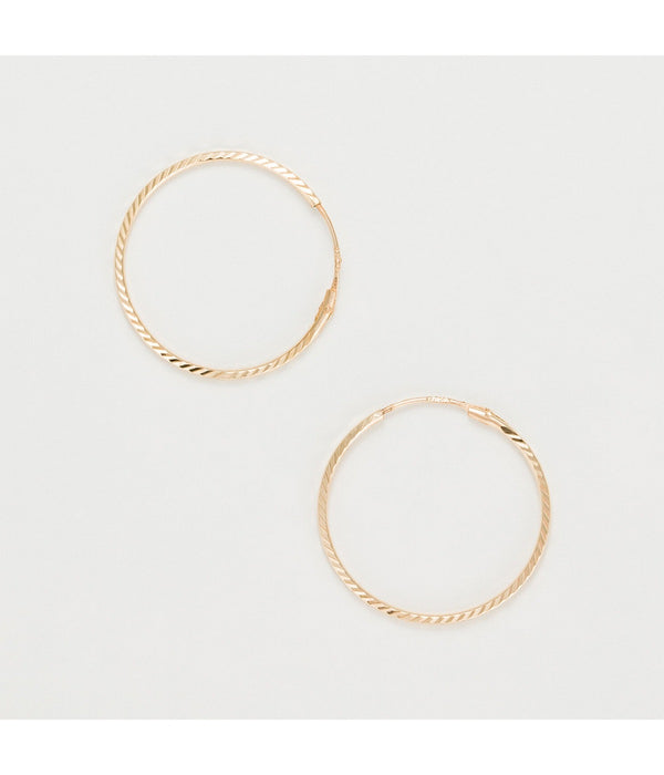 Twisted Hoop Earrings 20mm, 375/1000 Yellow Gold - 375/1000 Yellow Gold