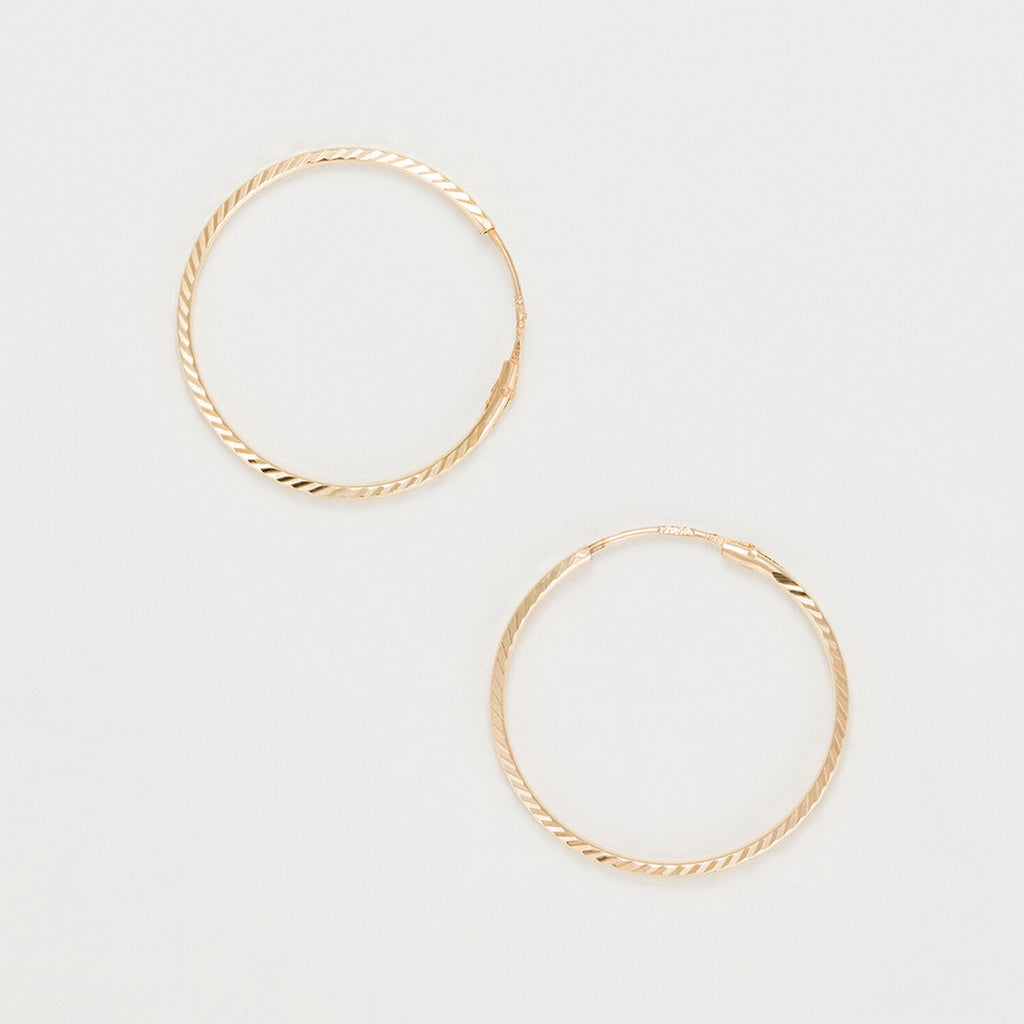 Boucles D'Oreilles "Créoles Twistées 20 Mm" Or Jaune 375/1000 - Or Jaune