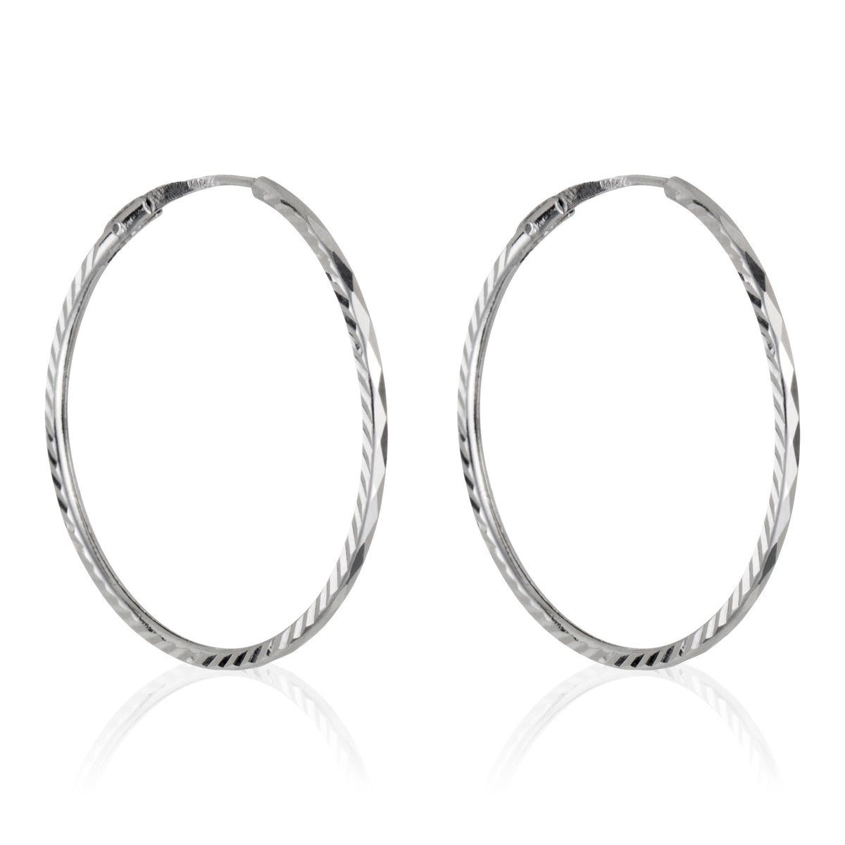 Boucles D'Oreilles "Créoles Twistées 20 Mm" Or Blanc 375/1000
