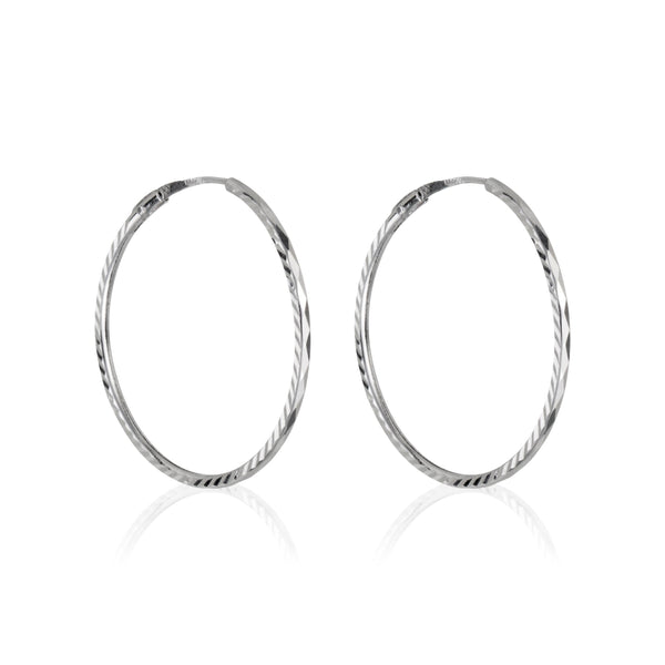 375/1000 White Gold “20 Mm Twisted Creole” Earrings