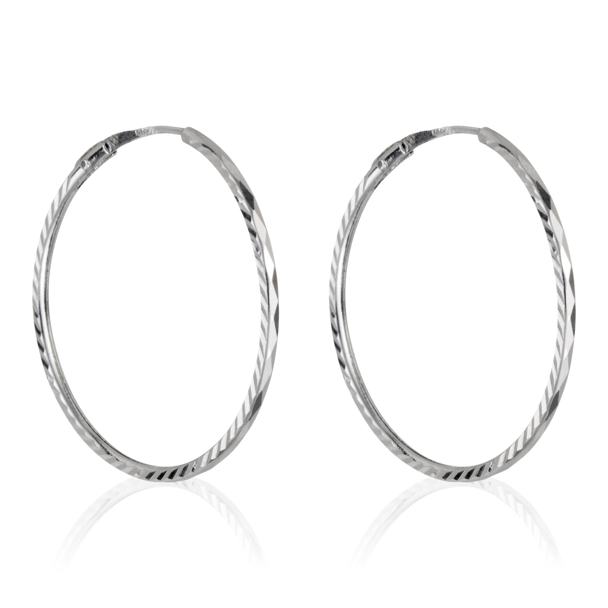 Boucles D'oreilles "Créoles Twistées" Or Blanc 375/1000