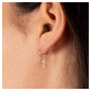 Boucles D'Oreilles "Croix Dorée" - Or Jaune 375/1000